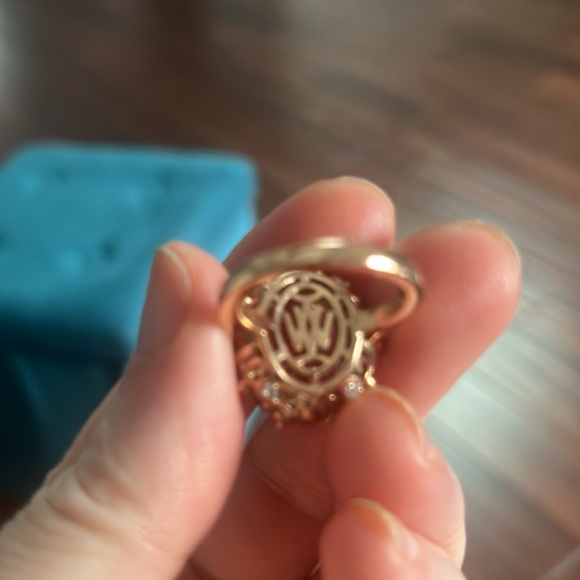 Victoria Wieck CZ Oval Morganite Halo Ring Rose Gold Size 6 - Picture 9 of 10